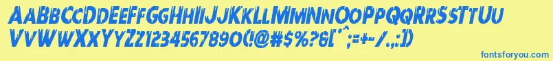 Redundeadcondital Font – Blue Fonts on Yellow Background