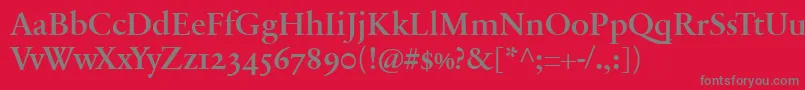 SabonnextLtDemiOldStyleFigures-Schriftart – Graue Schriften auf rotem Hintergrund