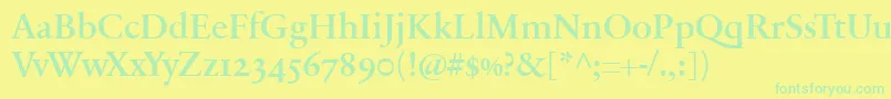 SabonnextLtDemiOldStyleFigures-Schriftart – Grüne Schriften auf gelbem Hintergrund