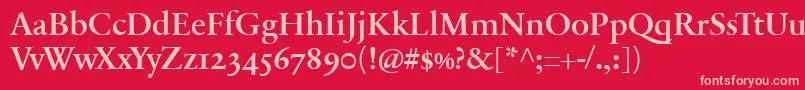 SabonnextLtDemiOldStyleFigures Font – Pink Fonts on Red Background