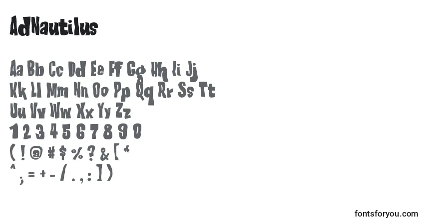 Шрифт AdNautilus – алфавит, цифры, специальные символы