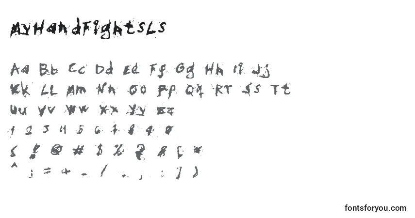 A fonte MyHandFightsLs – alfabeto, números, caracteres especiais