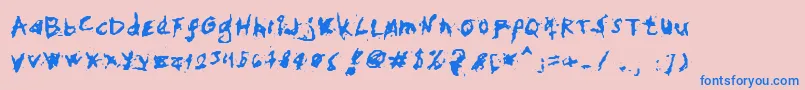 フォントMyHandFightsLs – ピンクの背景に青い文字