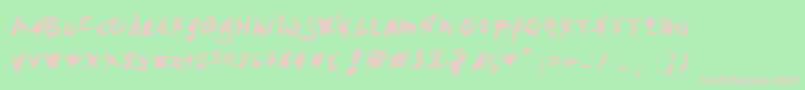 MyHandFightsLs-fontti – vaaleanpunaiset fontit vihreällä taustalla