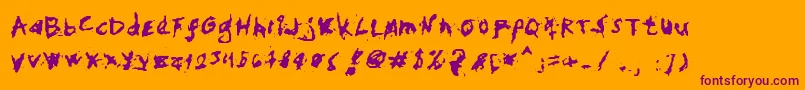 フォントMyHandFightsLs – オレンジの背景に紫のフォント