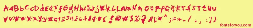 MyHandFightsLs-Schriftart – Rote Schriften auf gelbem Hintergrund