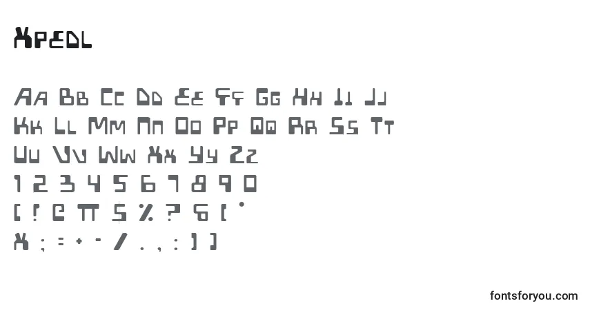 Xpedl-fontti – aakkoset, numerot, erikoismerkit