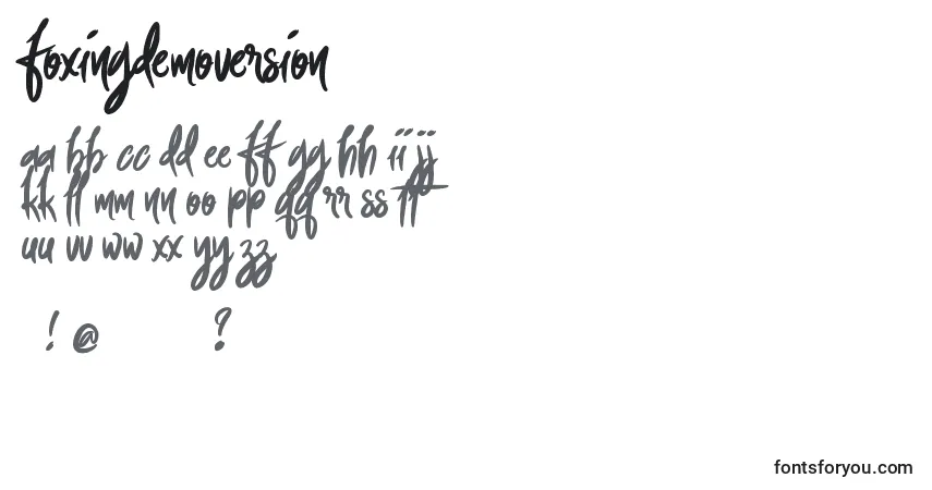 Schriftart FoxingDemoVersion – Alphabet, Zahlen, spezielle Symbole