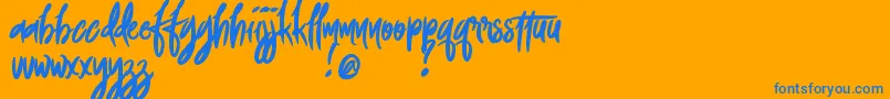 FoxingDemoVersion-Schriftart – Blaue Schriften auf orangefarbenem Hintergrund