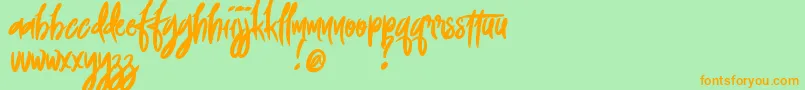 FoxingDemoVersion-Schriftart – Orangefarbene Schriften auf grünem Hintergrund