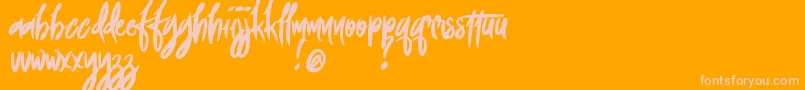 FoxingDemoVersion-fontti – vaaleanpunaiset fontit oranssilla taustalla