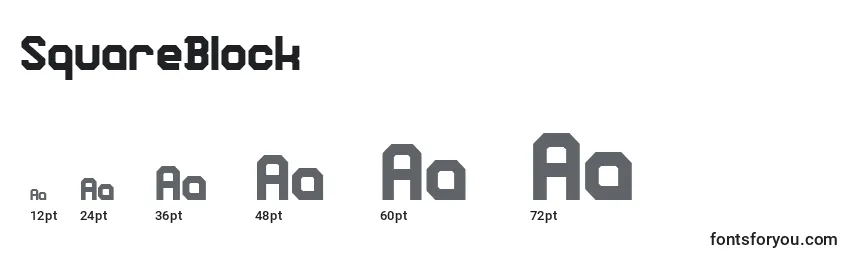 SquareBlock Font Sizes