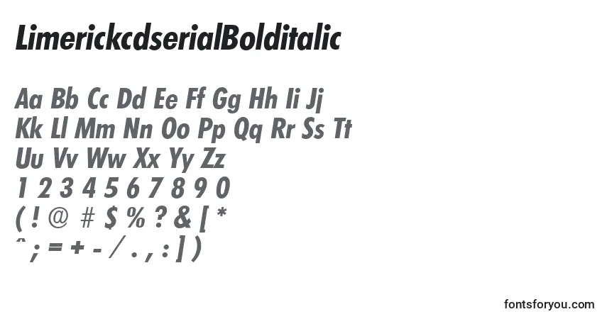 A fonte LimerickcdserialBolditalic – alfabeto, números, caracteres especiais