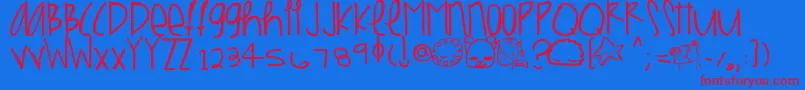 Birdmachine Font – Red Fonts on Blue Background
