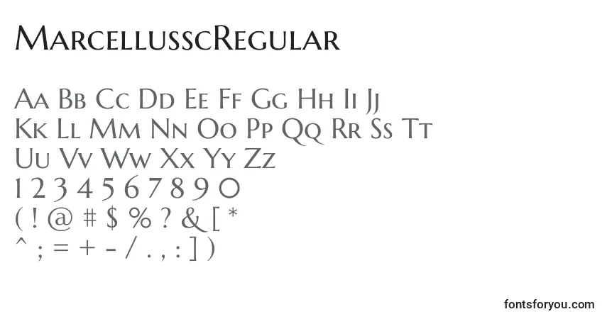 Czcionka MarcellusscRegular – alfabet, cyfry, specjalne znaki