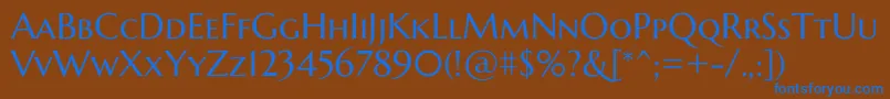 MarcellusscRegular Font – Blue Fonts on Brown Background