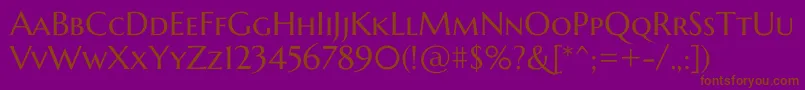 MarcellusscRegular-Schriftart – Braune Schriften auf violettem Hintergrund