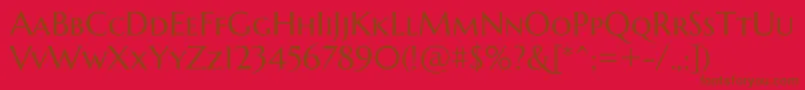 Fonte MarcellusscRegular – fontes marrons em um fundo vermelho