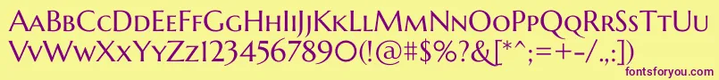 MarcellusscRegular-Schriftart – Violette Schriften auf gelbem Hintergrund