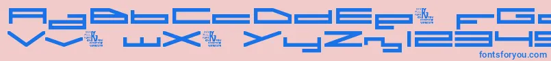 Fonte A.I.Rebellion – fontes azuis em um fundo rosa