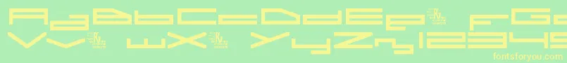 A.I.Rebellion-Schriftart – Gelbe Schriften auf grünem Hintergrund