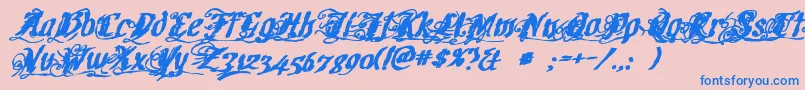 Cretinoink-Schriftart – Blaue Schriften auf rosa Hintergrund