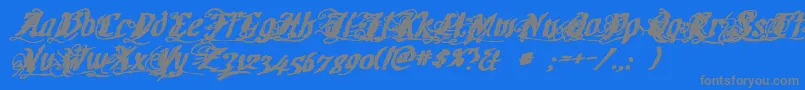 Cretinoink-Schriftart – Graue Schriften auf blauem Hintergrund