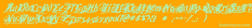 Cretinoink Font – Green Fonts on Orange Background