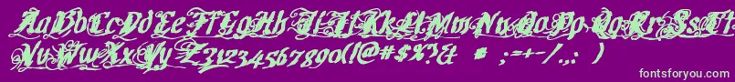 Cretinoink Font – Green Fonts on Purple Background