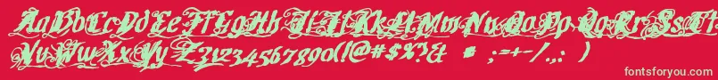 Cretinoink Font – Green Fonts on Red Background