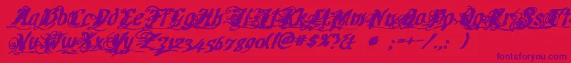 Cretinoink Font – Purple Fonts on Red Background