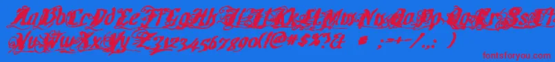 Cretinoink Font – Red Fonts on Blue Background