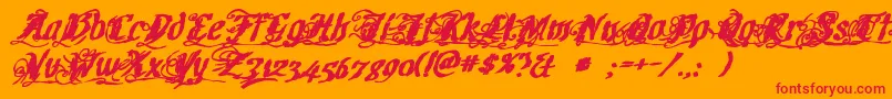 Cretinoink Font – Red Fonts on Orange Background