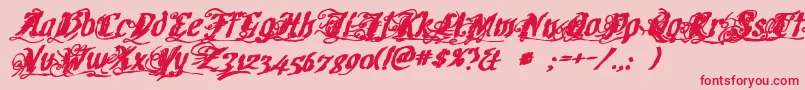 Cretinoink-Schriftart – Rote Schriften auf rosa Hintergrund