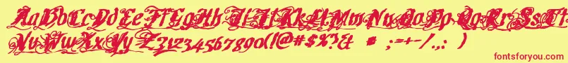 Cretinoink Font – Red Fonts on Yellow Background