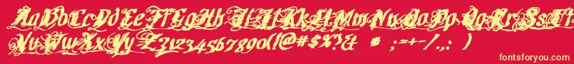 Cretinoink Font – Yellow Fonts on Red Background