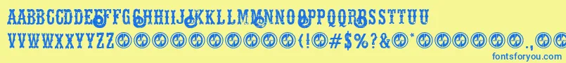Hellsriderdecay Font – Blue Fonts on Yellow Background