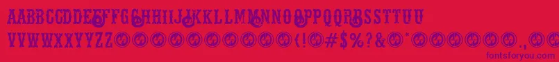 Hellsriderdecay-Schriftart – Violette Schriften auf rotem Hintergrund
