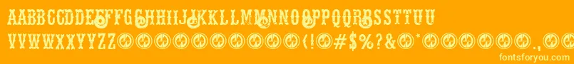 Hellsriderdecay Font – Yellow Fonts on Orange Background