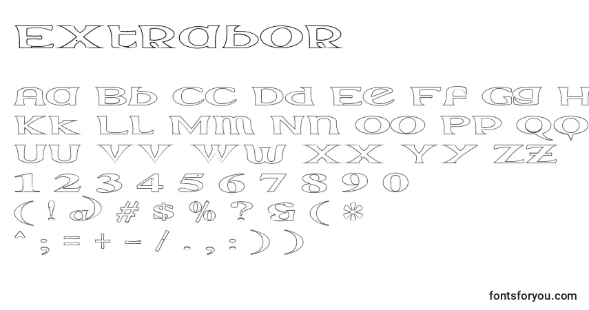 Schriftart Extrabor – Alphabet, Zahlen, spezielle Symbole