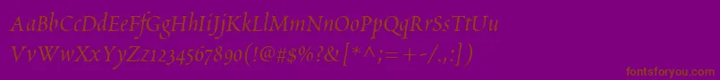 Fonte ScriptoriaSsi – fontes marrons em um fundo roxo