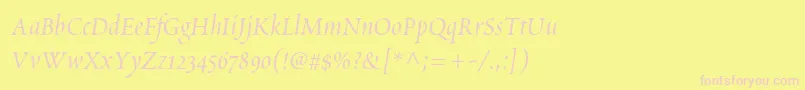 Fonte ScriptoriaSsi – fontes rosa em um fundo amarelo