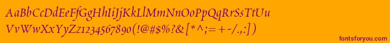 ScriptoriaSsi-Schriftart – Violette Schriften auf orangefarbenem Hintergrund