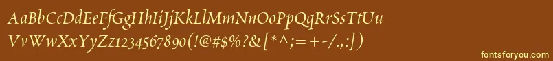ScriptoriaSsi-fontti – keltaiset fontit ruskealla taustalla