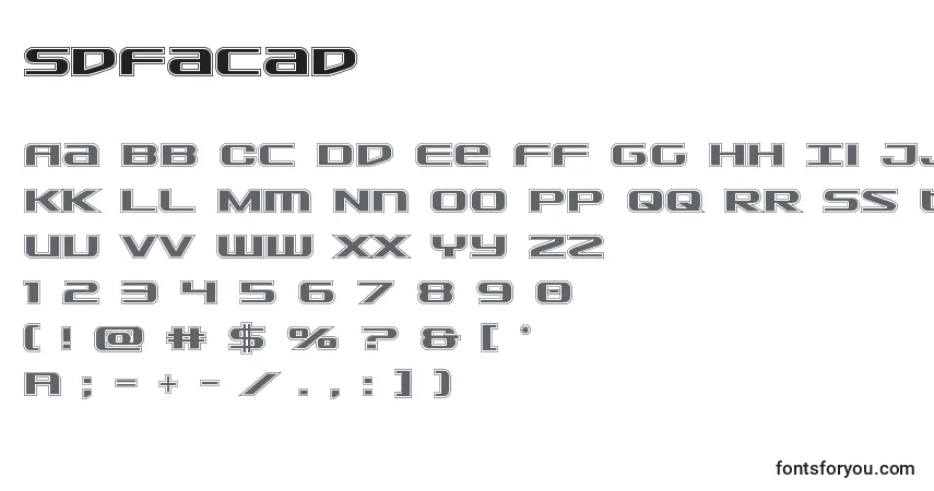 A fonte Sdfacad – alfabeto, números, caracteres especiais