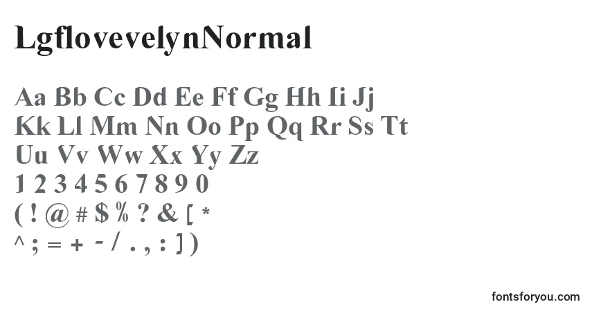 A fonte LgflovevelynNormal – alfabeto, números, caracteres especiais