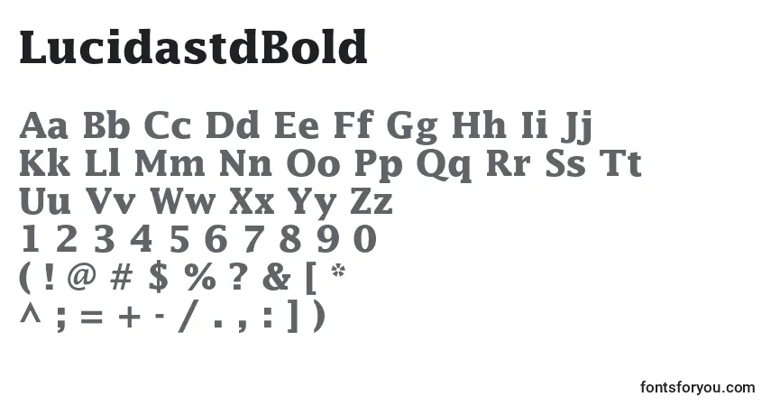 A fonte LucidastdBold – alfabeto, números, caracteres especiais