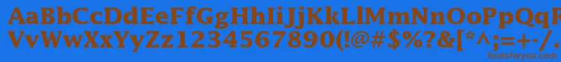 フォントLucidastdBold – 茶色の文字が青い背景にあります。