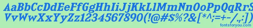 KingsbridgeExSbIt-Schriftart – Blaue Schriften auf grünem Hintergrund
