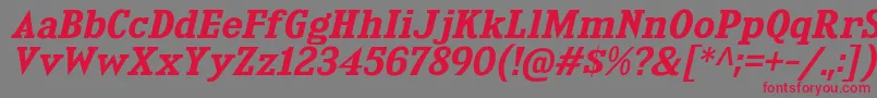 Czcionka KingsbridgeExSbIt – czerwone czcionki na szarym tle